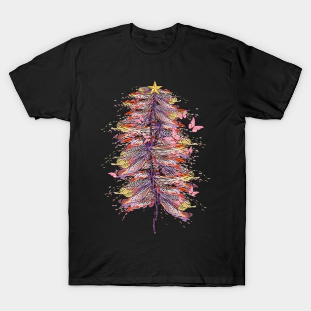 Dragonfly Christmas Tree, Merry Xmas Gift, Christmas insect Lover T-Shirt by kirayuwi